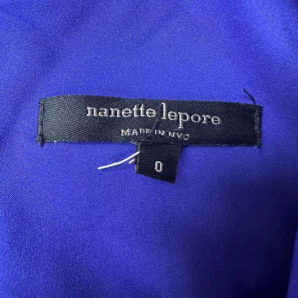 Nanette Lepore‎ Women's Blue Fit & Flare V Neck Textured Cocktail Dress Size 0 - Picture 5 of 7